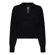 Sort V-Hals Sweater Elegant Stil