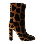 Leopard Print Velvet Booties