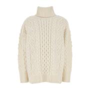 Oversize Elfenben Uldblanding Sweater