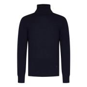 Blå Cashmere Sweater med Mikro Ørn Broderi