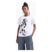 Hvid dame T-shirt med fløjl Dalmatian print