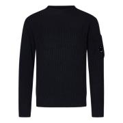 Sort Crewneck Sweater med Lynlåslomme