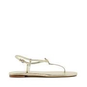 Guld Læder Flip-Flop Sandaler