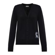 Uld cardigan med logo lap