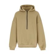 Beige Half Zip Hoodie Sweaters