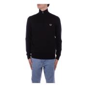 Sort Zip Sweater Høj Hals