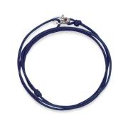 Navy Wrap-Around String Bracelet with Sterling Silver Lock