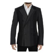 Stribet uld blazer dobbeltradet