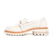 Block Heels Loafers - Beige