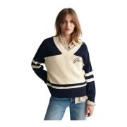 Bomuld Varsity V-hals Pullover