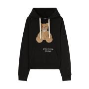 Bear Appliqué Hættetrøje Sort/Hvid/Beige Bomuld