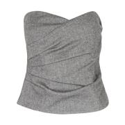 Uldblandet bustier top med drapering