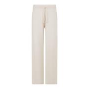 Cashmere Wide Leg Knit Trousers med Tipping