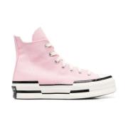 Pink Hi-Top Sneakers Logo Gummi Sål