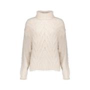 Strikket Kabel Krave Pullover Sweater