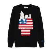 Blå Snoopy Sweater med Crew Neck