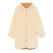 Reversibel Shearling Frakke Beige