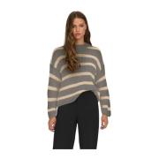 Stribet rund hals sweater kvinder