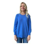 Blå Sweater Blød Uld Cashmere