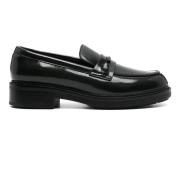 Sort læder Loafer Flats