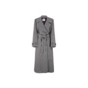 Lang uldblandet trenchcoat