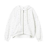 Hvid Sweater med Faux-Pearl Pynt