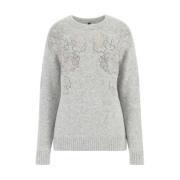 Blomstret pyntet sweater