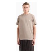 Beige T-shirt med logoaccent