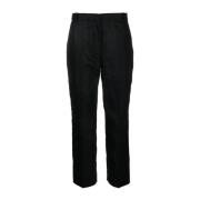 Sort Linned Cropped Slim Bukser