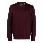 Rød Uld Langærmet Pullover Sweater