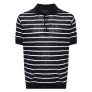 Blåt Linned Poloshirt