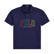 Marineblå polo shirt med farverigt logo