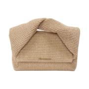 Beige Raffia Twister Large Taske