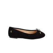 Londyn Bow-Trim Suede Ballerina Sko