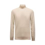 Kashmir Turtleneck Sweater med ribbestrikket broderi