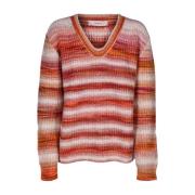 Dame V-hals uld alpaka sweater