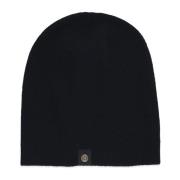 Sort Cashmere Beanie Metal Logo Ribbet