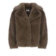 Brun Faux Fur Frakke Klassisk Stil