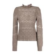 Casual Brun Langærmet Pullover Sweater