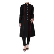 Sort Uld Silke Trench Coat Jakke