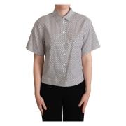 Elegant Polka Dot Bomuld Polo Shirt