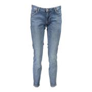 Blå Skinny Denim Jeans med Vasket Effekt