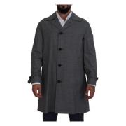 Grå Ternet Trenchcoat, Elegant Stil