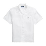 Hvid Classic Fit Linen Camp Skjorte