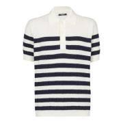 Stribet strikket poloshirt med monogram