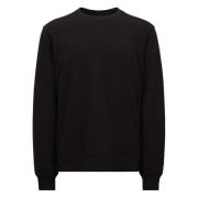 Sort Crewneck Sweatshirt med Logo Patch