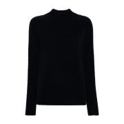 Navy Blue Uld Rund Hals Sweater