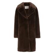 Brun Faux Fur Peak Lapel Coat