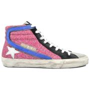 Pink Glitter White Star Blue Wave Sneakers