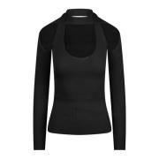 Ribbet Viskose Cut-Out Top